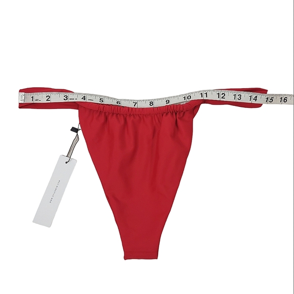 SYLK Swim Red Rya String Side Bikini Bottom - Picture 9 of 14